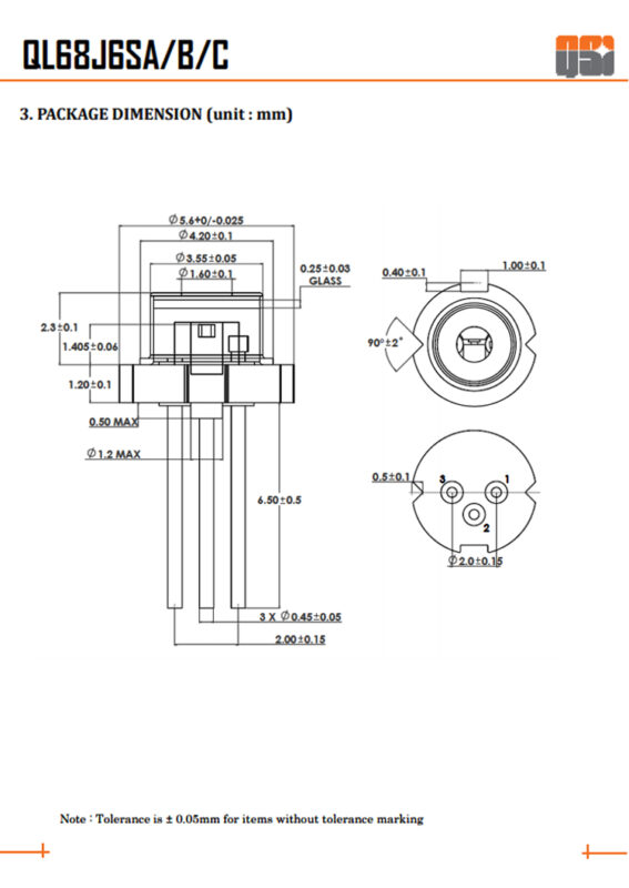 QSI 685nm 50mW QL68J6SA/B/C Single-mode red laser diode With PD – BEEG